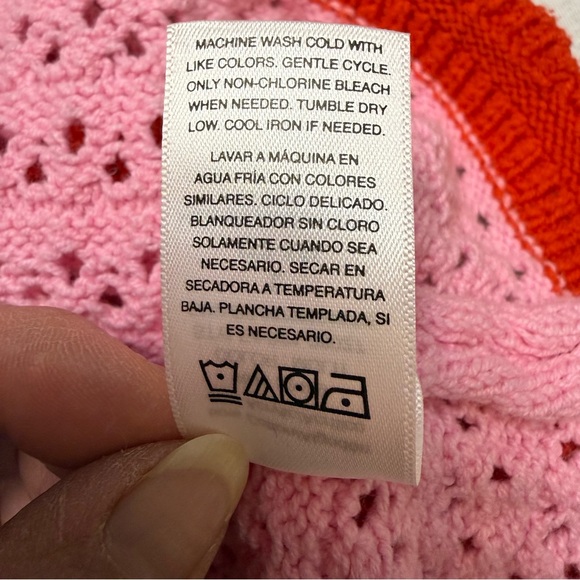 Scoop Crochet Knit Sweater Skirt Set Red Pink Stripe XL Coquette - Picture 12 of 14